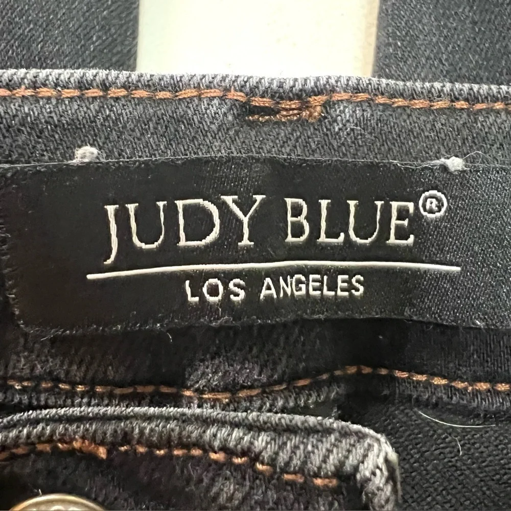 Judy Blue Black Distressed Cropped Straight Leg Stretch Denim Women’s 31 - Picture 14 of 15